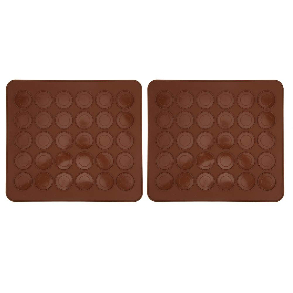 Silicone Macaron Mats, 2 Pieces of 30-Grid Macaron Pads Non-Sticking Kitchen Baking Molds Mats Pads for Making or Baking Macarons Cookies at Home Bakery Cake Shop