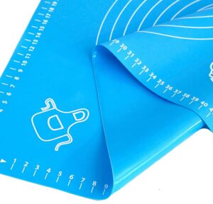 silicone baking mat with measurements - |non slip non stick| pastry rolling,counter mat,dough rolling mat,oven liner,fondant/pie crust mat (25" x 18 ", blue)