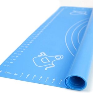 Silicone Baking Mat with Measurements - |Non Slip Non Stick| Pastry Rolling,Counter Mat,Dough Rolling Mat,Oven Liner,Fondant/Pie Crust Mat (25" x 18 ", blue)