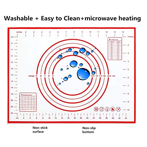 Large Silicone Pastry Mat Non Stick,Non Slip Baking Mat with Measurement Fondant Mat, Counter Mat, Dough Rolling Mat, Oven Liner