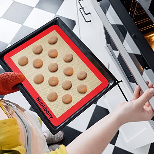 Nuokbony Silicone Baking Mat Non-Stick Reusable Food Safe Heat Resistant BPA Free Kitchen Professional Baking Mat Set 3 Quarter Sheet for Cookie,Macaron&Pastry