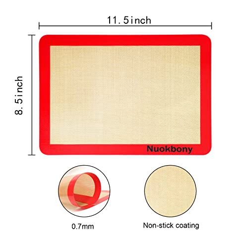 Nuokbony Silicone Baking Mat Non-Stick Reusable Food Safe Heat Resistant BPA Free Kitchen Professional Baking Mat Set 3 Quarter Sheet for Cookie,Macaron&Pastry