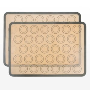 non-stick silicone baking mat macaron sheet (2 pack) resuable non-stick cookie pastry mat supplies tools for bake pans & toaster oven -bread