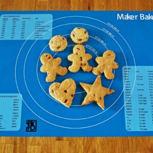 Maker Baker Blue Silicone pastry & baking mat | non-stick non-slip mat | Extra Large Convenient Measurements Imperial & Metric units |Excellent for rolling dough | Food safe BPA free non-toxic