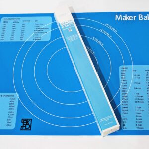 Maker Baker Blue Silicone pastry & baking mat | non-stick non-slip mat | Extra Large Convenient Measurements Imperial & Metric units |Excellent for rolling dough | Food safe BPA free non-toxic