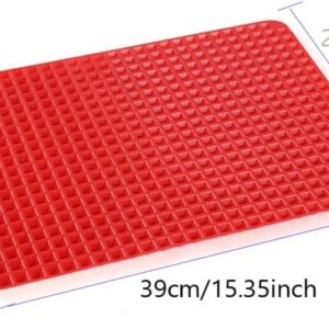 Silicone Pyramid Cooking Mat | Non- Stick Healthy Fat Sheet For Oven Grilling BBQ | 15.35 x 10.83 inches | Baking Mat | Cooking Pan | Baking Sheet | Pastry Cooking Mat | Red |