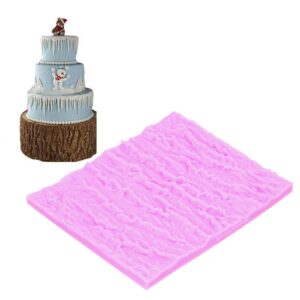 Tree Bark Texture Silicone Mould Cake Fondant Lace Mould Imprint Mat Decorating Supplies for Cakes Fudge Biscuits Candies Chocolate (7.2x6.0x0.4in Pink)(pink)