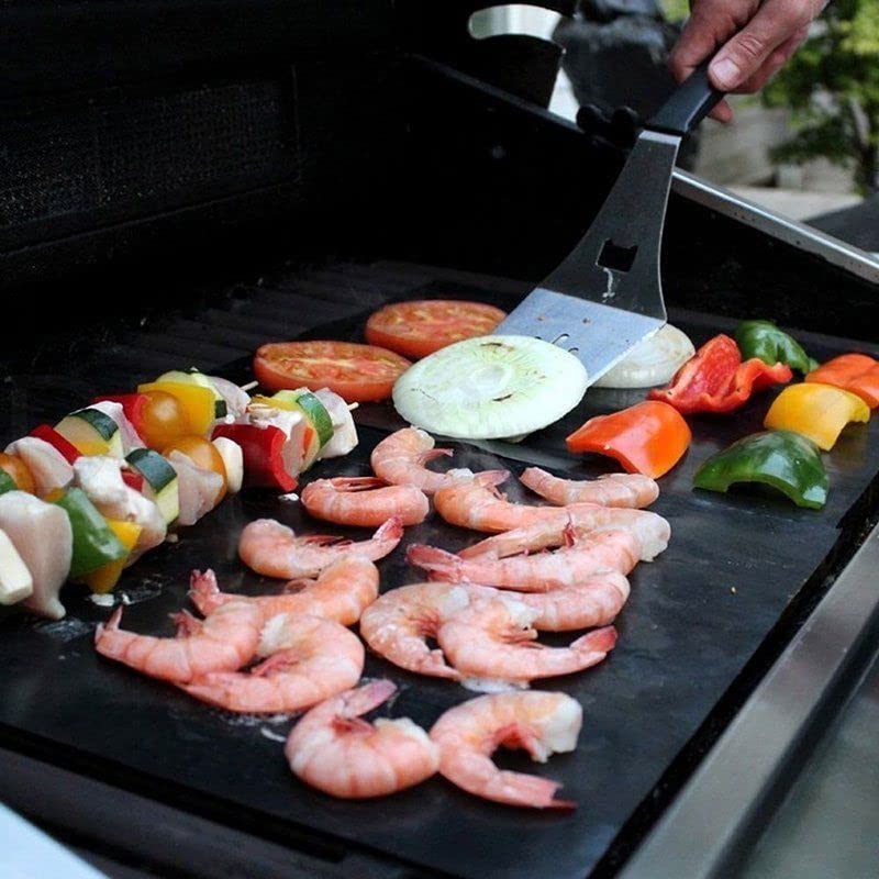 Oven Liner BBQ Grill Mat 40x33cm Non Stick Barbecue Baking Mats Reusable Teflon Oven Liner Sheets Baking on Gas Charcoal Electric Oven Black (2)