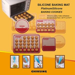 Silicone macaron baking mats with measurements,6 piece BPA free macaron silicone bake pastry mat for cake,cookie,pizza and macaron