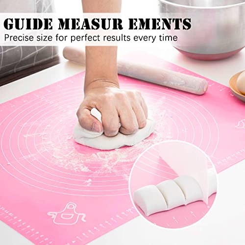 Hostk 3Pcs Silicone Baking Mat, Non Stick Pastry Mat with Measurements, Reusable Food Grade Silicone Counter Mat for Dough Rolling Mat, Baking Sheet, Macarons, Bread(11.4''*10.2'' ，19.7''*15.7''）