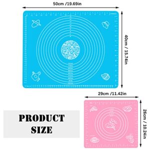 Hostk 3Pcs Silicone Baking Mat, Non Stick Pastry Mat with Measurements, Reusable Food Grade Silicone Counter Mat for Dough Rolling Mat, Baking Sheet, Macarons, Bread(11.4''*10.2'' ，19.7''*15.7''）