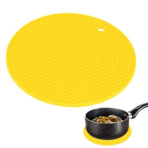 natudeco table placemat silicone mat round shape silicone safe grabs food grade thickened microwave mat insulation pad protective hot pad multi purpose mat(yellow)