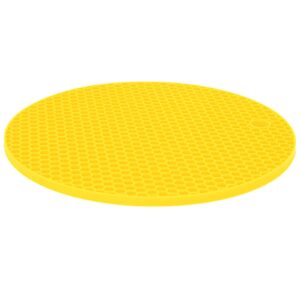 Natudeco Table Placemat Silicone Mat Round Shape Silicone Safe Grabs Food Grade Thickened Microwave Mat Insulation Pad Protective Hot Pad Multi Purpose Mat(Yellow)