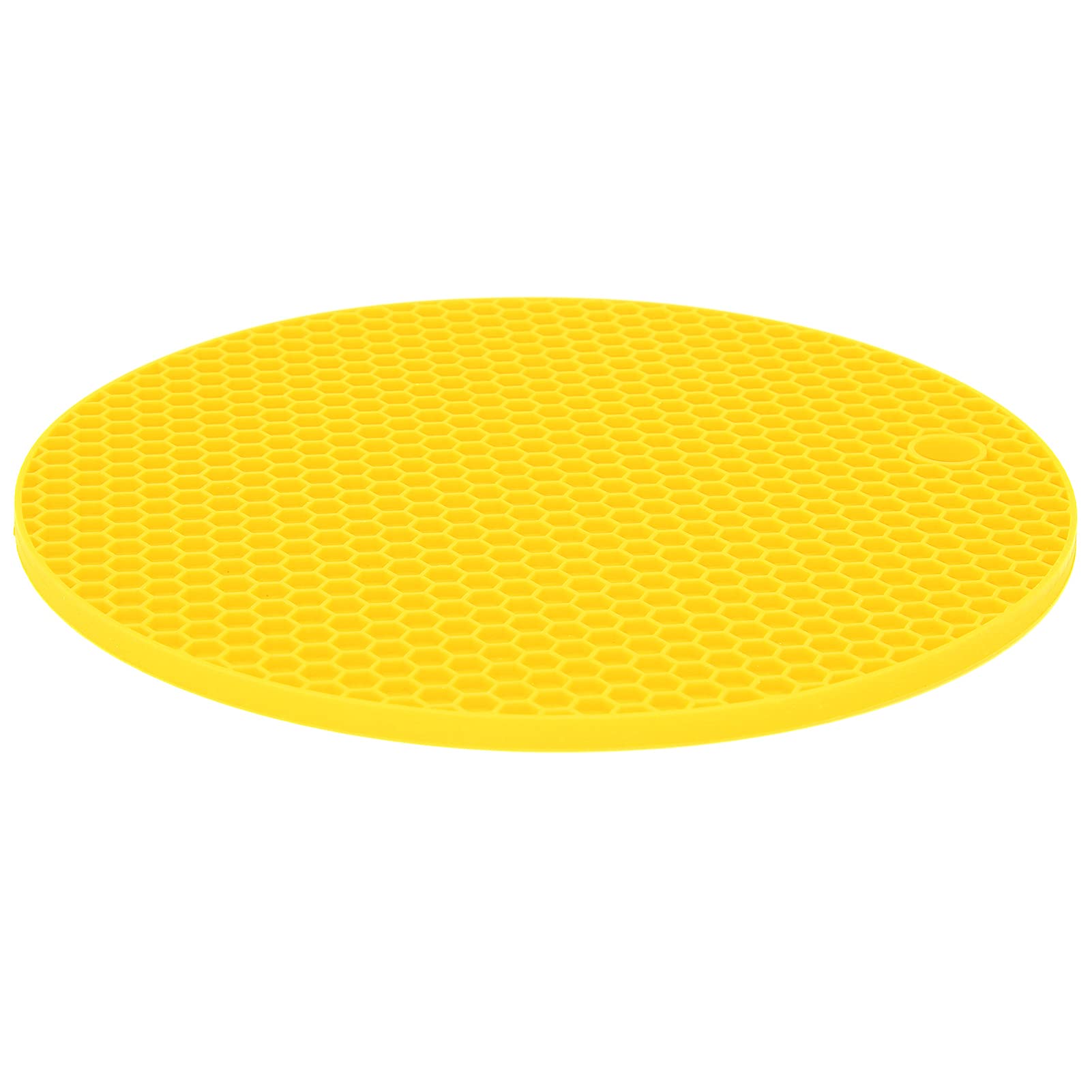 Natudeco Table Placemat Silicone Mat Round Shape Silicone Safe Grabs Food Grade Thickened Microwave Mat Insulation Pad Protective Hot Pad Multi Purpose Mat(Yellow)