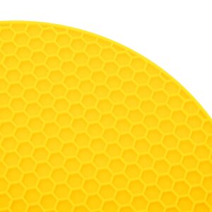 Natudeco Table Placemat Silicone Mat Round Shape Silicone Safe Grabs Food Grade Thickened Microwave Mat Insulation Pad Protective Hot Pad Multi Purpose Mat(Yellow)