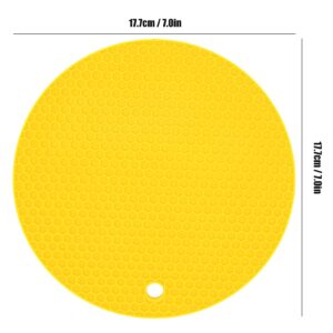 Natudeco Table Placemat Silicone Mat Round Shape Silicone Safe Grabs Food Grade Thickened Microwave Mat Insulation Pad Protective Hot Pad Multi Purpose Mat(Yellow)