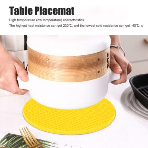 Natudeco Table Placemat Silicone Mat Round Shape Silicone Safe Grabs Food Grade Thickened Microwave Mat Insulation Pad Protective Hot Pad Multi Purpose Mat(Yellow)