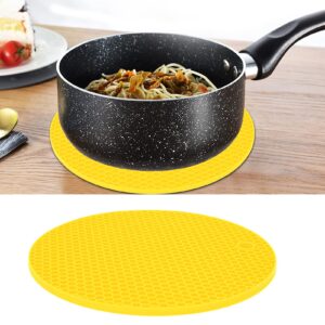 Natudeco Table Placemat Silicone Mat Round Shape Silicone Safe Grabs Food Grade Thickened Microwave Mat Insulation Pad Protective Hot Pad Multi Purpose Mat(Yellow)