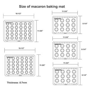 CHIUSING 5 piece silicone macaron baking mats with measurements,BPA free macaron silicone bake pastry mat for cake,cookie,pizza and macaron