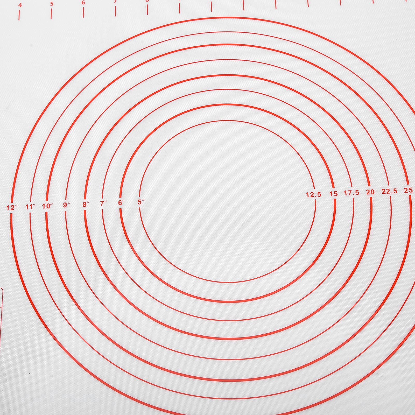 Silicone Measurement Pastry Mat, Reusable Non Stick Baking Mat with Inch CM Measurement for Dough Rolling Fondant Pizza Cookies Making, Large Pie Crust Mat, 23.6x15.7 Inch(Red)