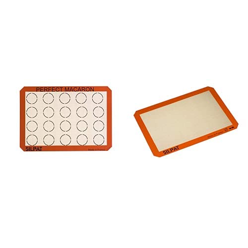 SilPat French Baking Kit; Includes One Perfect Macaron Non-Stick Silicone Baking Mat and One Premium Non-Stick Silicone Baking Mat, Half Sheet Size, 11-5/8 x 16-1/2