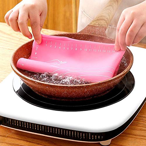 Silicone Baking Mat for Pastry Rolling Dough BPA Free Non stick and Non Slip Table Sheet Baking Supplies for Pie Sheet Bake Pizza Cake (Medium, Pink)