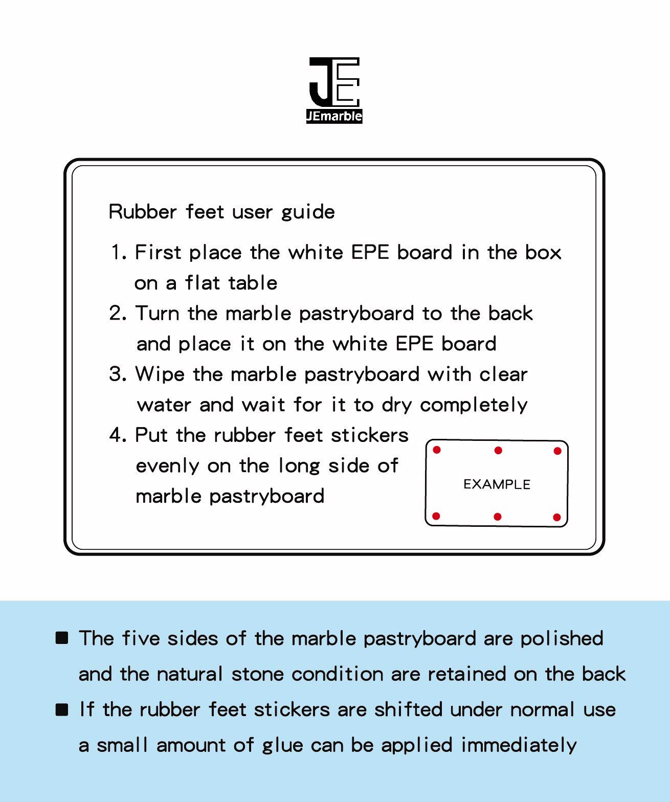 JEmarble Non-Slip Rubber Feets Pastry Board