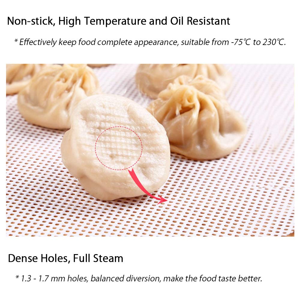 Hcooker 5PCS Silicone Steamer Liners Mesh Non-stick Mat Round Shape Steamed Dumplings Pastry Dim Sum