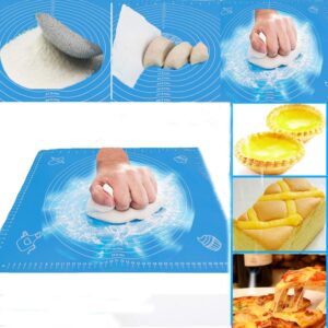 silicone baking mat for pastry rolling dough non stick non slip blue table sheet baking supplies for bake pizza cake (19.5" x 15.5")