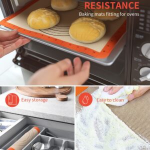 ANYLION Silicone Baking Mat, 4 Packs for Non-Stick Silicone Mats for Baking, BPA Free Pastry Mat with Measurements Silicone Mat for Cookies, Pastry & Macarons