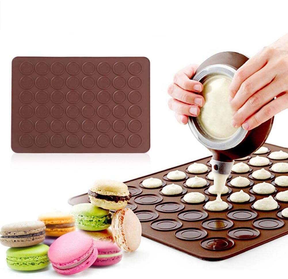 Macaron Silicone Mat, 48 Capacity Silicone Sheet Mat Baking Cookies Pastry DIY Bakeware Decorating Tools for 1.5" Macarons Making, 15.4 x 11.2inch