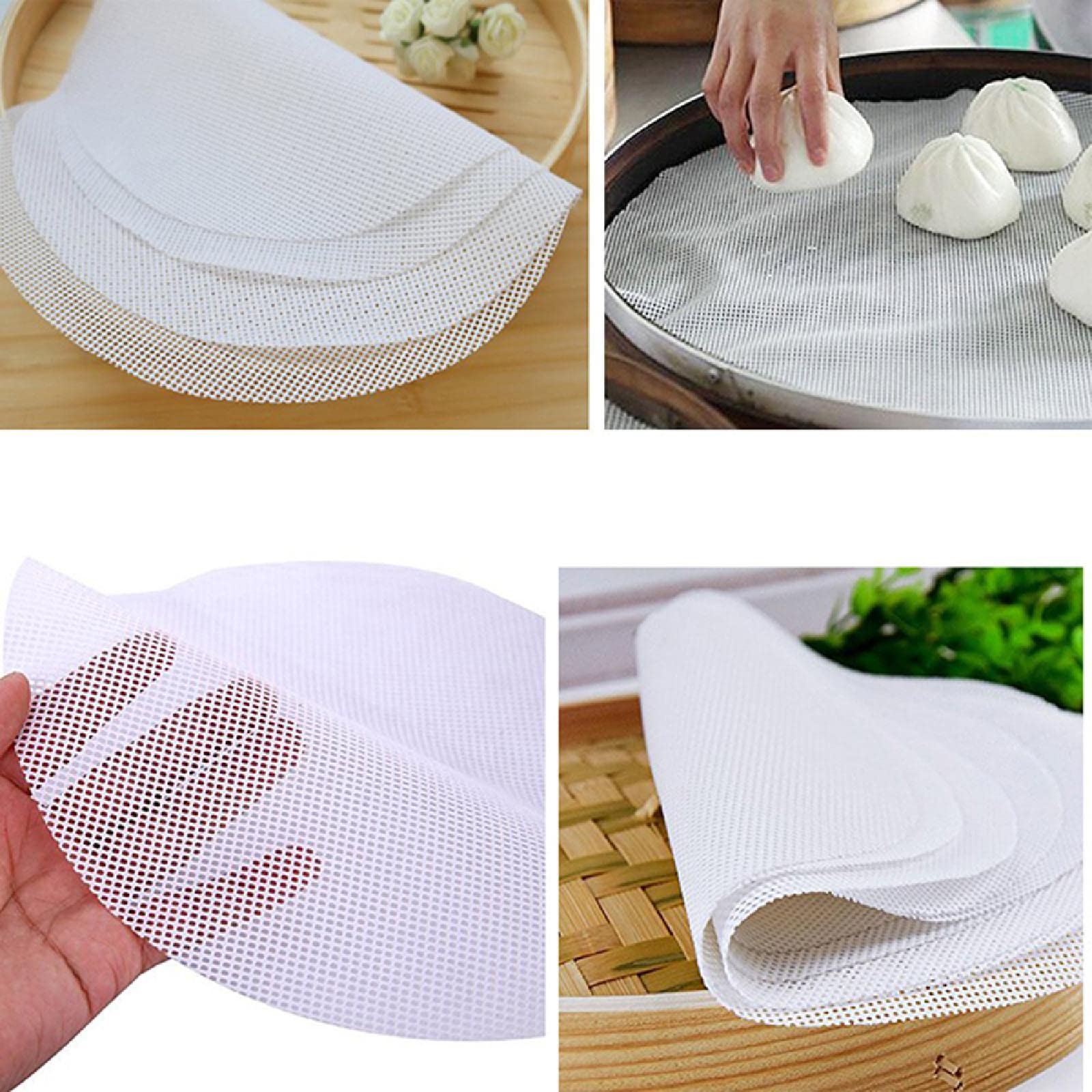 6PCS 25cm Silicone Steamer Mesh, Kitchen Silicone Steamer Mesh Round Non-Stick Pad Steamer Mesh Liners Dumpling Mesh Baking Pastry Dim Sum Steamer Papers Mat