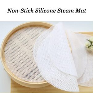 6PCS 25cm Silicone Steamer Mesh, Kitchen Silicone Steamer Mesh Round Non-Stick Pad Steamer Mesh Liners Dumpling Mesh Baking Pastry Dim Sum Steamer Papers Mat