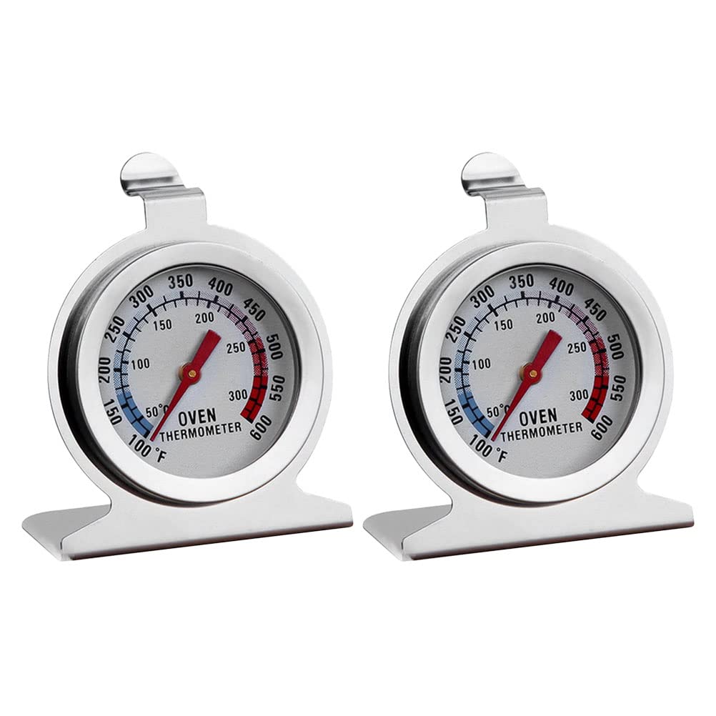 YARDWE 2pcs Oven Thermometer Kitchen Temperature Indicator Cooking Temperature Gauge BBQ Oven Temperature Teller Grill Monitor Dial Oven Temperature Gauge Stainless Steel Metal Pointer