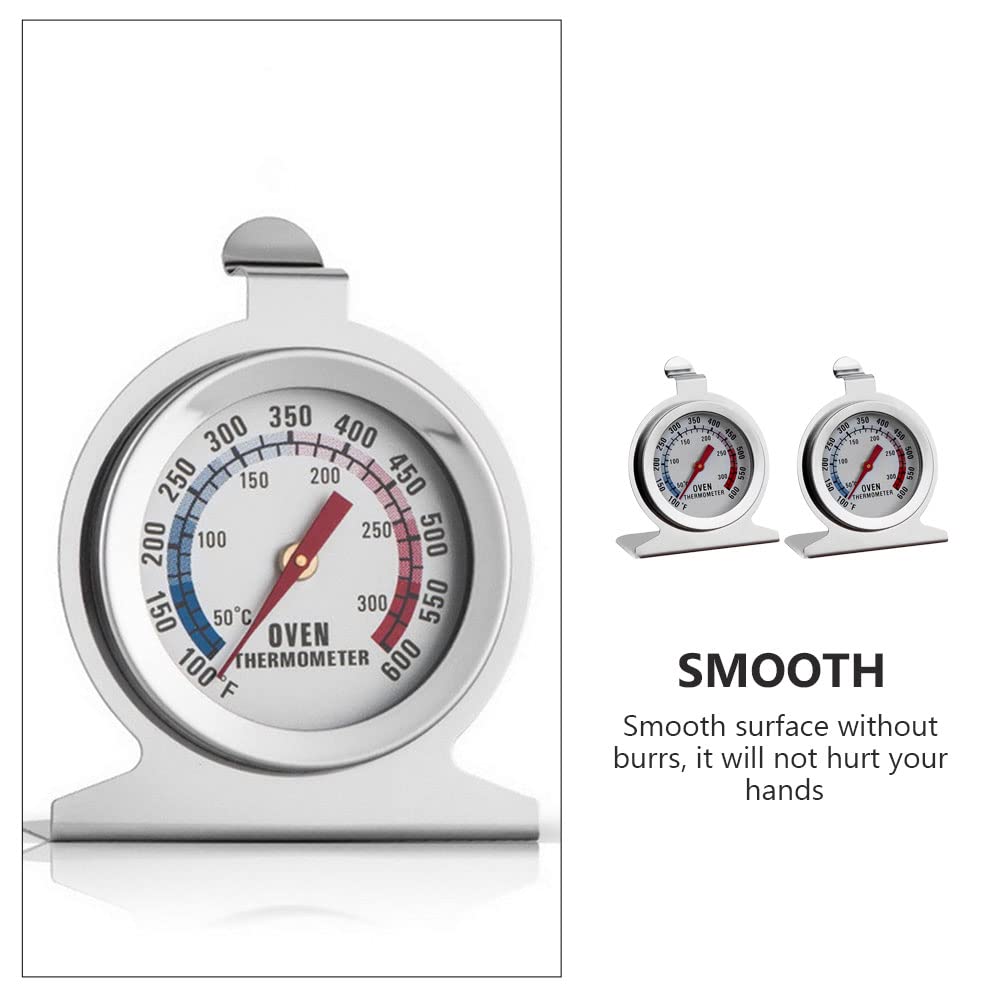 YARDWE 2pcs Oven Thermometer Kitchen Temperature Indicator Cooking Temperature Gauge BBQ Oven Temperature Teller Grill Monitor Dial Oven Temperature Gauge Stainless Steel Metal Pointer