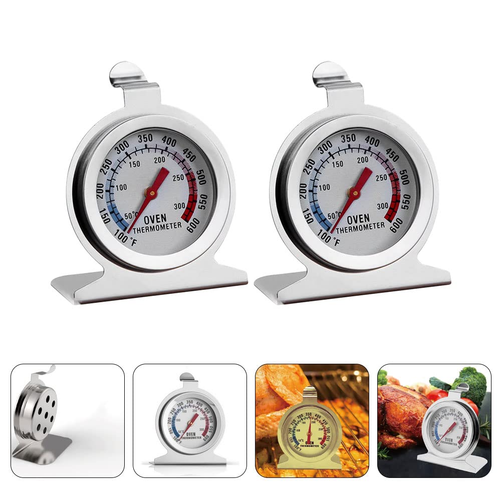 YARDWE 2pcs Oven Thermometer Kitchen Temperature Indicator Cooking Temperature Gauge BBQ Oven Temperature Teller Grill Monitor Dial Oven Temperature Gauge Stainless Steel Metal Pointer