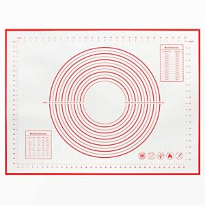 sunyou silicone pastry mat - extra thick non-stick baking mat with measurement - fondant mat, counter mat, dough rolling mat, oven liner, pie crust mat (l-24''(w)32''(l), red)