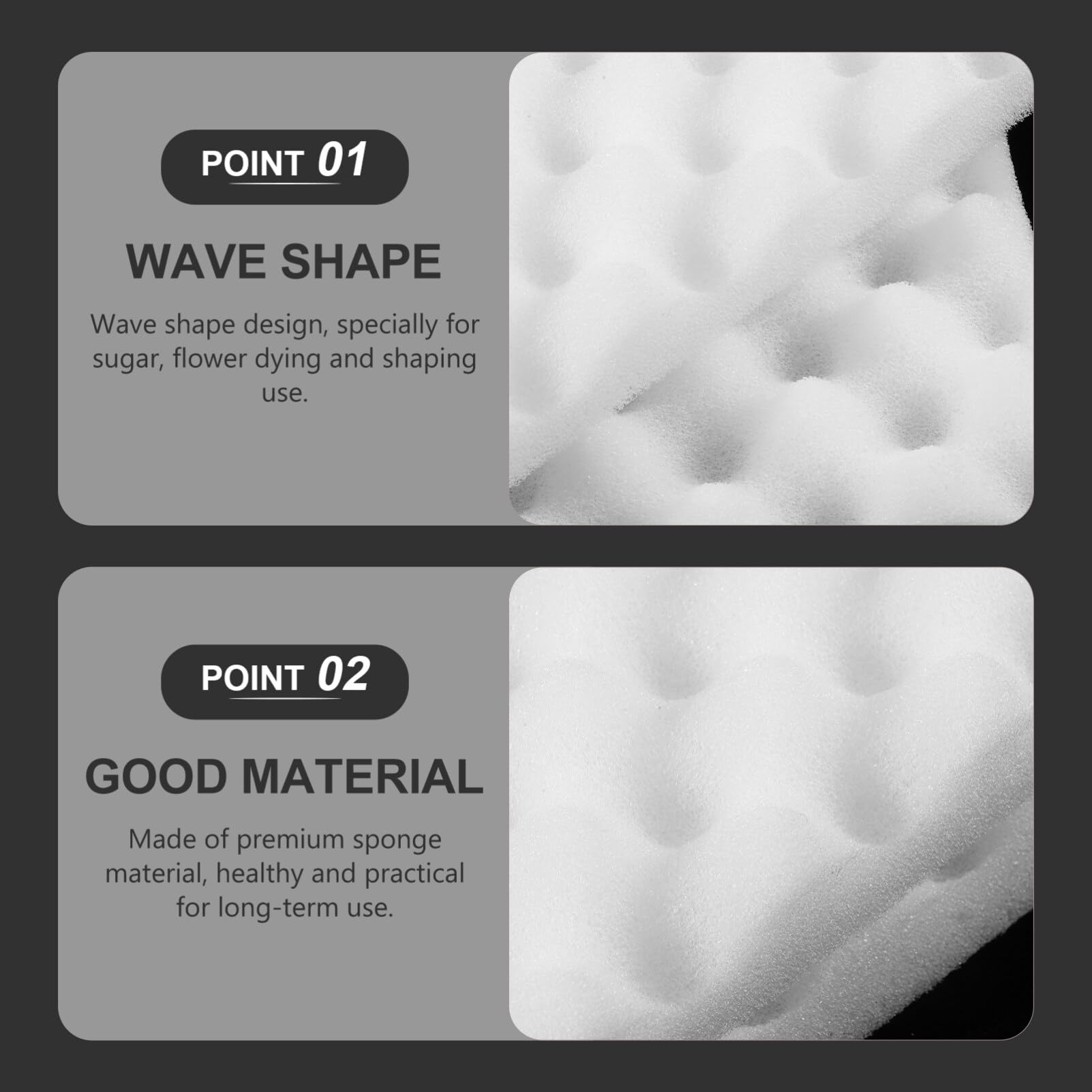 Hemoton 4PCS Fondant Sponge Mats Sugar Flower Drying Wavy Foam Mats Reusable Fondant Sponge Pads Fondant Shaping Sponge Pads DIY Gum Paste Chocolate Fondant Modeling Molds