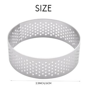 Laiaouay 8 Piece Tart Rings 2.36 inch Stainless Steel Perforated Tart Rings for Baking Pastry Ring Mold Cake Dessert Mousse French Tart Ring, Silver