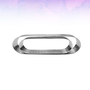 FRCOLOR Ring Cake Mold, Oval Stainless Steel Perforated Tart Ring Mold Dessert Mold Quiche Mold, 9. 4cm