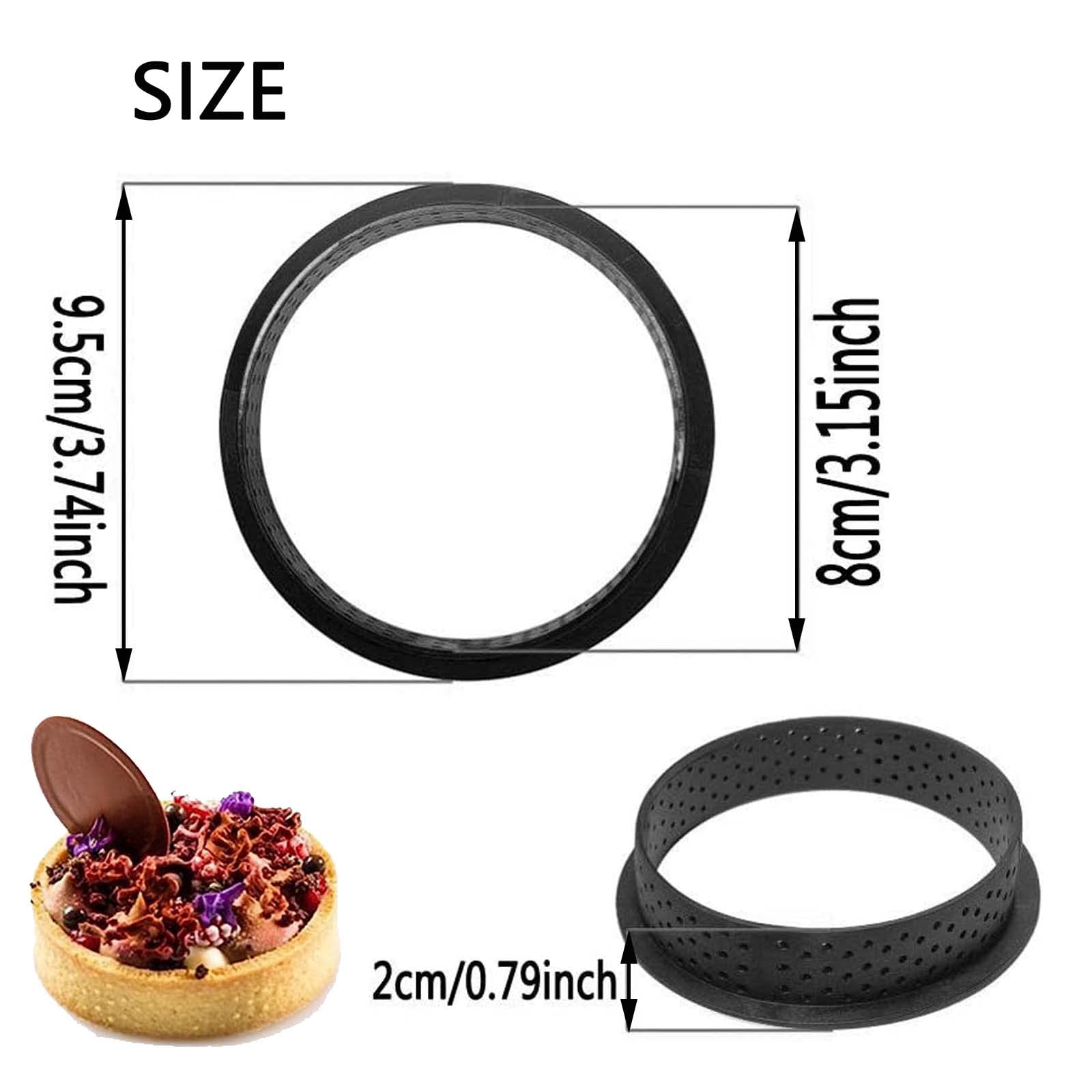 Mini Tart Ring Mold for Baking, Airlxf 8PCS Round Shape Black Cake Mold Mousse Circle Tart Ring Round Cake Molds