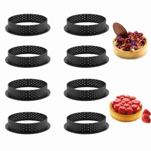 8pcs tart ring mold,mini tart rings for baking muffin mousse cake circle cutter