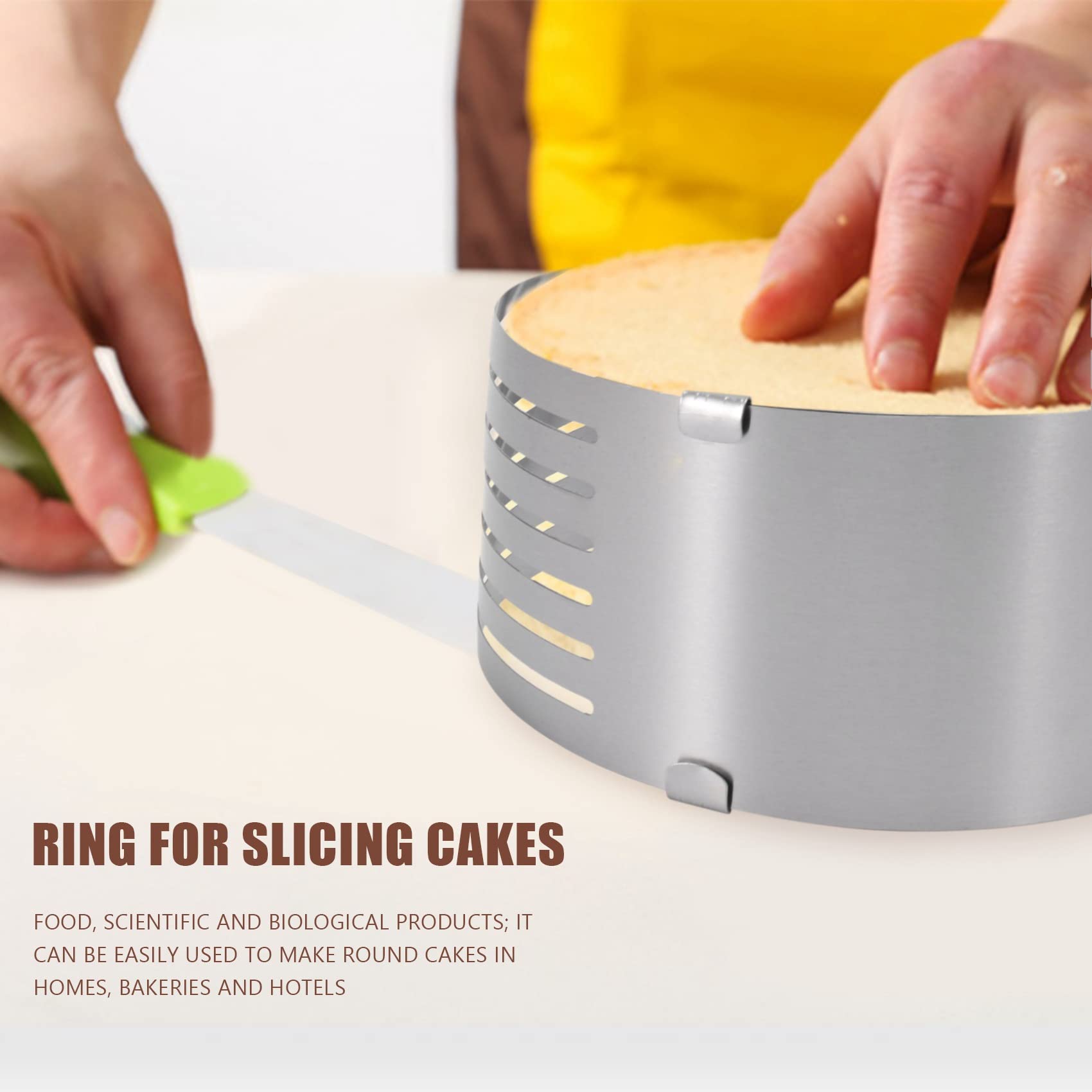 6 to 8 Inch Adjustable Cake Ring for Cutting Layers, Slicing and Leveling Cakes, Stainless Steel 7-Layer Cake Toast Slicer Leveler