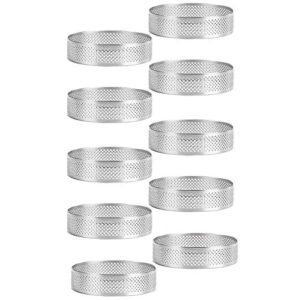 padyrytu 10pcs circular tart rings with holes steel fruit pie quiches cake mousse kitchen baking mould 7cm