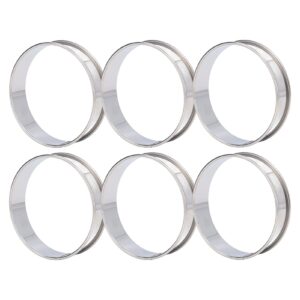 pilipane english muffin rings,6 pieces crumpet rings double rolled tart ring, easy demoulding diy stainless steel muffin tart rings nonstick metal round ring mold for home food making tool(10cm)
