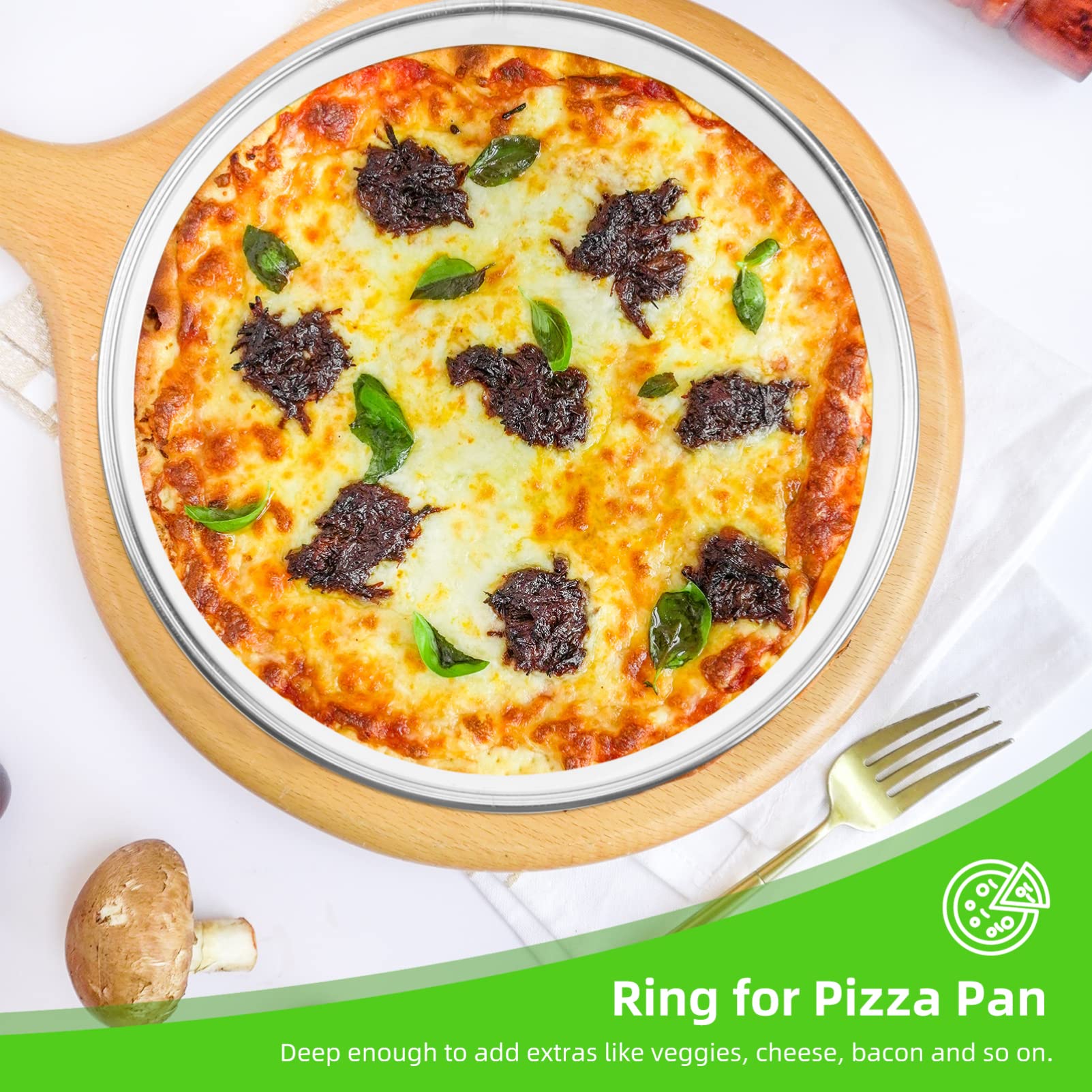 Angoily Metal Round Ring Mold Muffin Rings Stainless Steel Rings Tart Rings Nonstick Round Pizza Ring Metal Pastry Ring Cake Baking Rings for Home Food Making Tools 9 Inch Pizza Spreading Ring