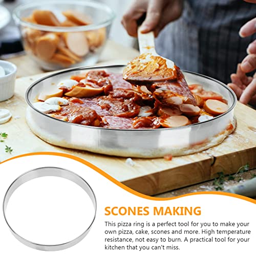 Stainless Steel Muffin Rings Tart Pastry Rings Molds Non Stick Pizza Cutter Rings Egg Pancake Rings Metal Baking Tools Pie Crust Shield for Cakes Desserts Dough Silver 10in