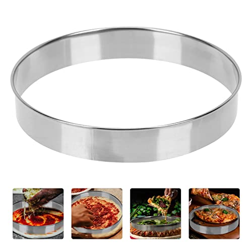 Stainless Steel Muffin Rings Tart Pastry Rings Molds Non Stick Pizza Cutter Rings Egg Pancake Rings Metal Baking Tools Pie Crust Shield for Cakes Desserts Dough Silver 10in
