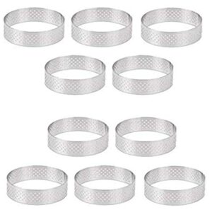 sunnym 10pcs cake mousse ring mould kitchen baking dessert steel round perforated fruit pie quiche cake mousse 6cm