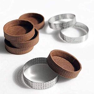 Sunnym 10Pcs Cake Mousse Ring Mould Kitchen Baking Dessert Steel Round Perforated Fruit Pie Quiche Cake Mousse 6cm